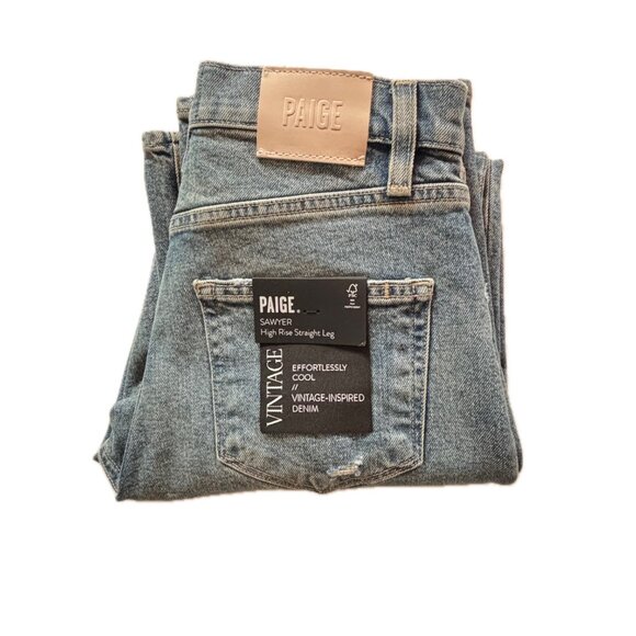 Paige Sawyer Wide Leg High Rise Jean Storybook Distressed Denim Womens Sz 25 NEW - Picture 7 of 12